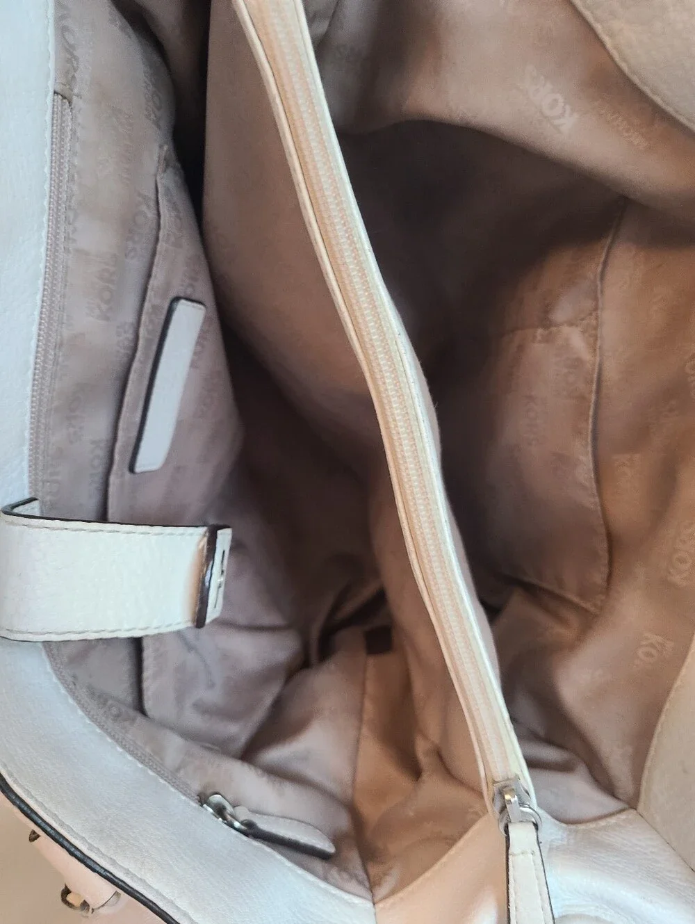 Michael Kors White/Off White Leather Satchel with Shoulder Strap